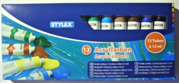 STYLEX® Acrylfarben, 12 Tuben á 12 ml